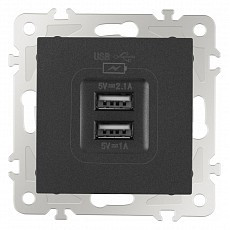 Розетка usb, без рамки arte milano am-206 206.46-1.black